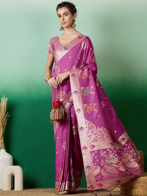 women self design banarasi saree with blouse - 21665892 - Very Small Image - 1