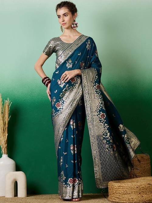women self design banarasi saree with blouse - 21665905 - Very Small Image - 1