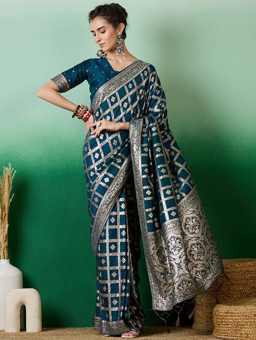 women self design banarasi saree with blouse - 21665925 - Very Small Image - 1