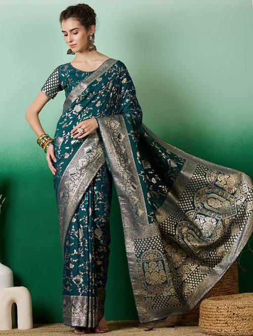 women self design banarasi saree with blouse - 21665930 - Very Small Image - 1