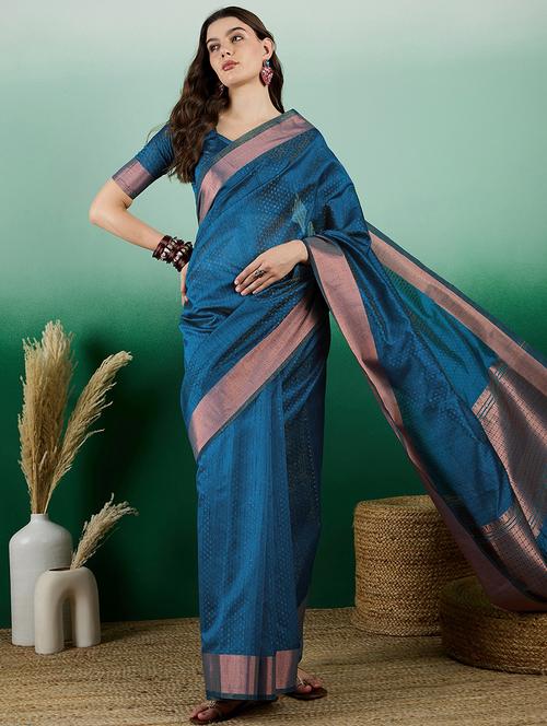 women self design bordered saree with blouse - 21665946 - Very Small Image - 1