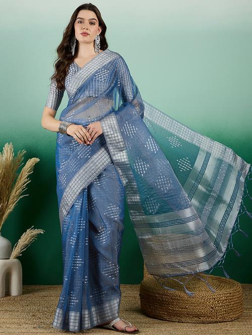 women self design bordered saree with blouse - 21665952 - Very Small Image - 1