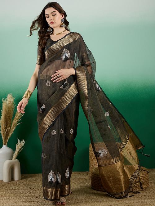 women self design bordered saree with blouse - 21665959 - Very Small Image - 1