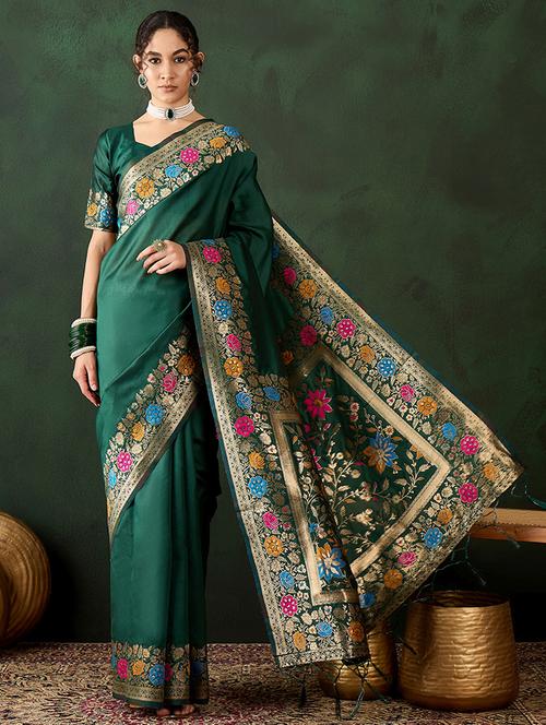 women solid with bordered saree  with blouse - 21665974 - Very Small Image - 1