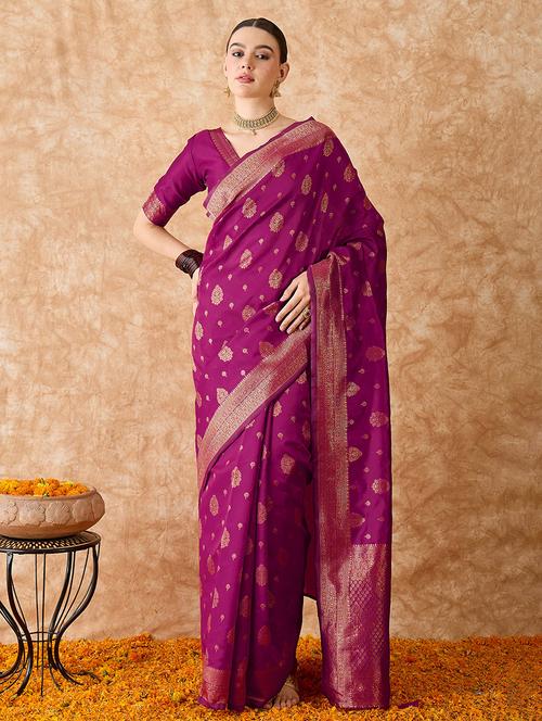 women self design banarasi saree with blouse - 21666009 - Very Small Image - 1