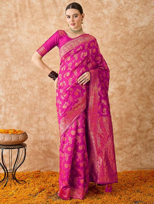 women self design banarasi saree with blouse - 21666022 - Very Small Image - 1
