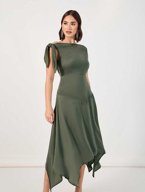 women solid sleeveless asymmteric dress - 21666376 - Very Small Image - 1