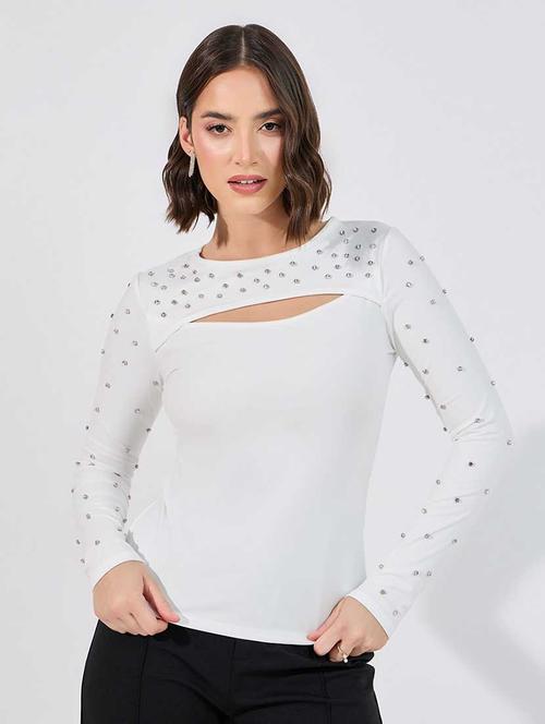women embellished long sleeves regular top - 21666385 - Very Small Image - 1