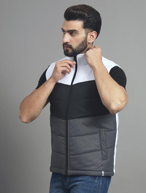 men sleeveless color block quilted jacket - 21666516 - Very Small Image - 1