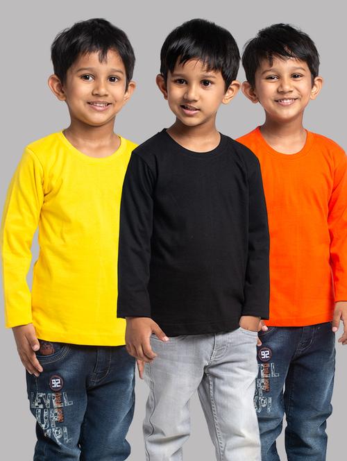 boys pack of 3 solid long sleeve regular fit t-shirt - 21667187 - Very Small Image - 1