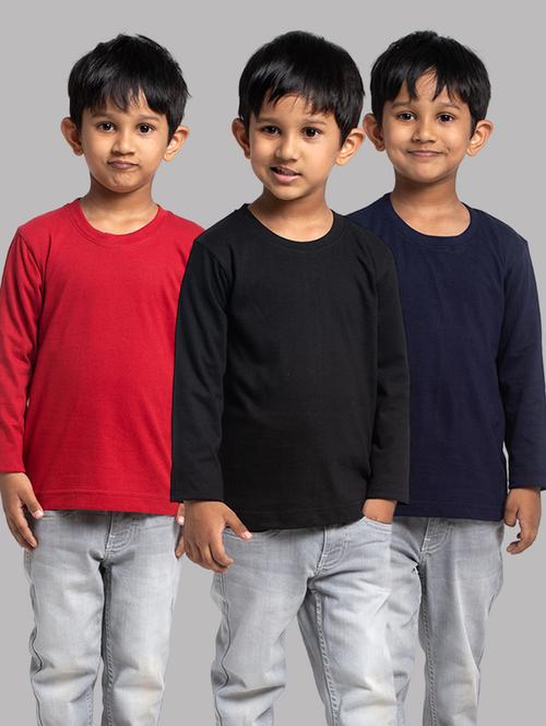 boys pack of 3 solid long sleeve t-shirt - 21667188 - Very Small Image - 1