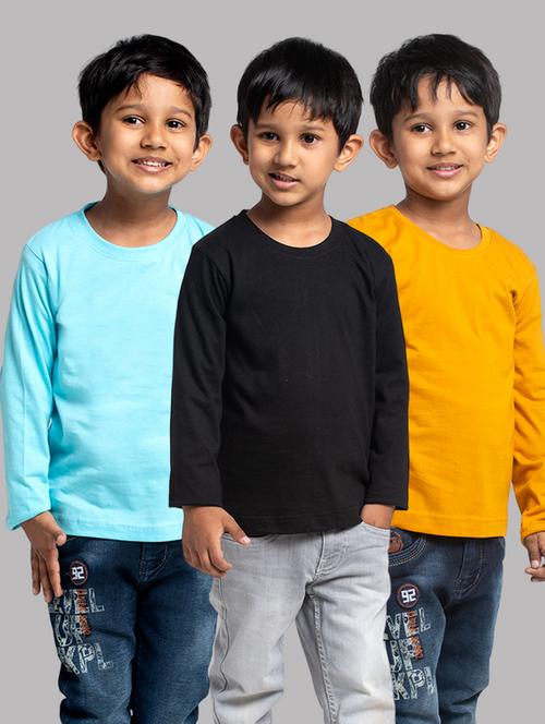 boys pack of 3 solid long sleeve t-shirt - 21667189 - Very Small Image - 1