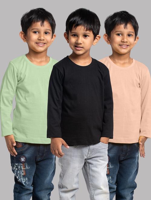 boys pack of 3 solid long sleeve t-shirt - 21667190 - Very Small Image - 1