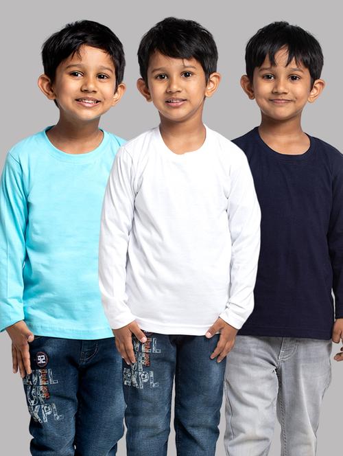 boys pack of 3 solid long sleeve t-shirt - 21667194 - Very Small Image - 1