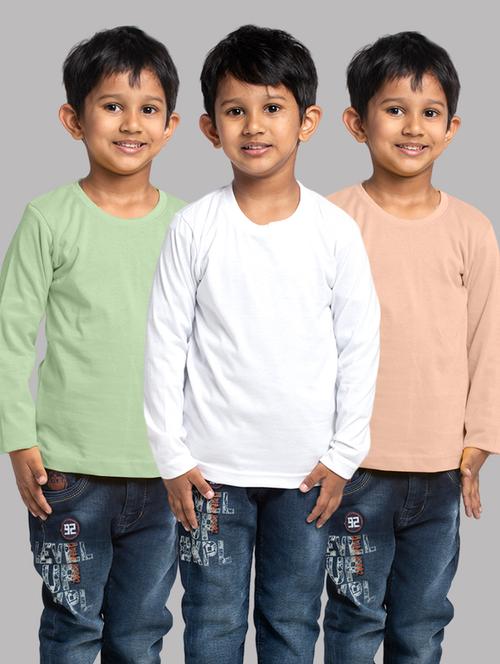 boys pack of 3 solid long sleeve t-shirt - 21667195 - Very Small Image - 1