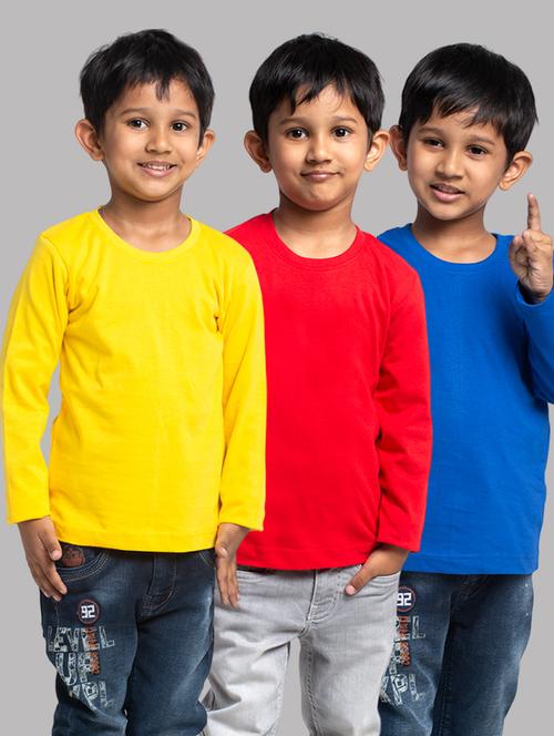 boys pack of 3 solid long sleeve t-shirt - 21667196 - Very Small Image - 1