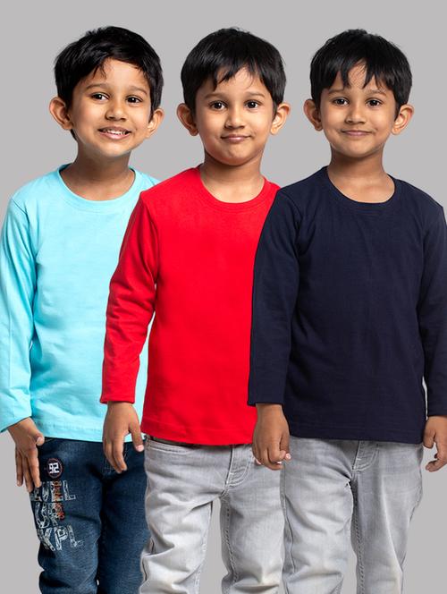 boys pack of 3 solid long sleeve t-shirt - 21667198 - Very Small Image - 1