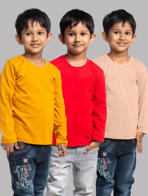 boys pack of 3 solid long sleeve t-shirt - 21667199 - Very Small Image - 1