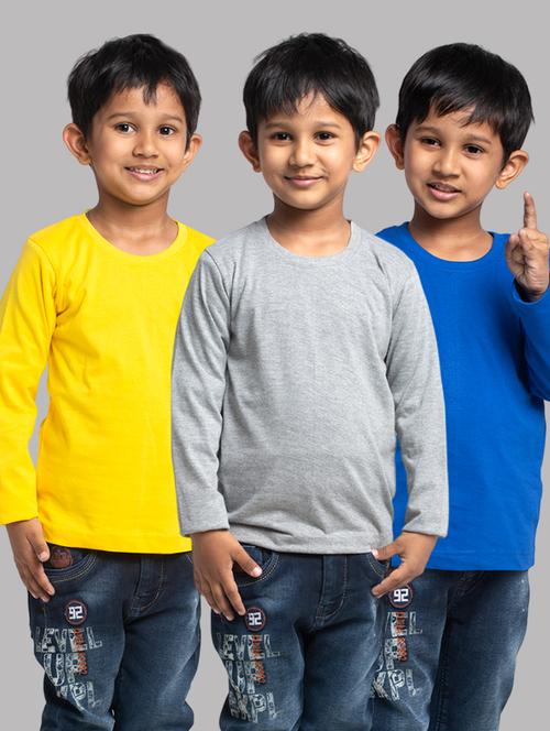 boys pack of 3 solid long sleeve t-shirt - 21667201 - Very Small Image - 1