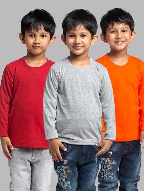 boys pack of 3 solid long sleeve t-shirt - 21667202 - Very Small Image - 1