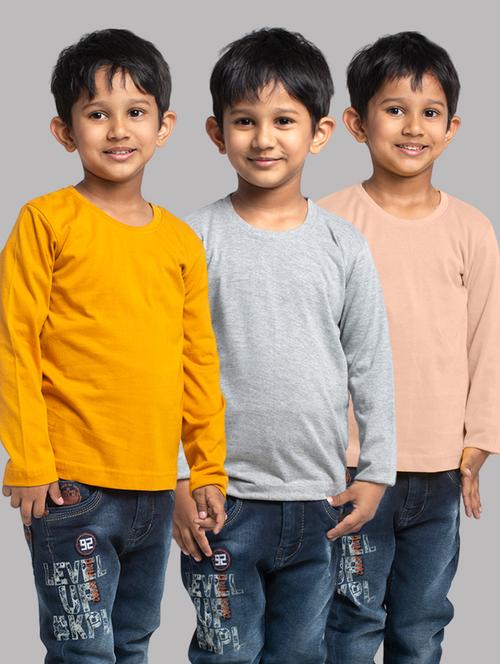 boys pack of 3 solid long sleeve t-shirt - 21667204 - Very Small Image - 1