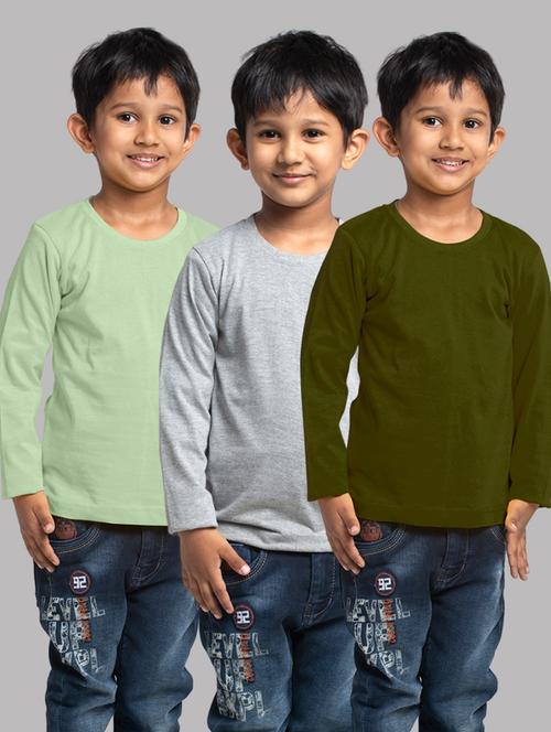 boys pack of 3 solid long sleeve t-shirt - 21667205 - Very Small Image - 1