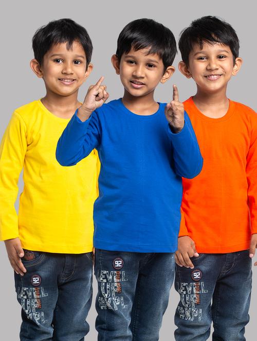 boys pack of 3 solid long sleeve t-shirt - 21667206 - Very Small Image - 1