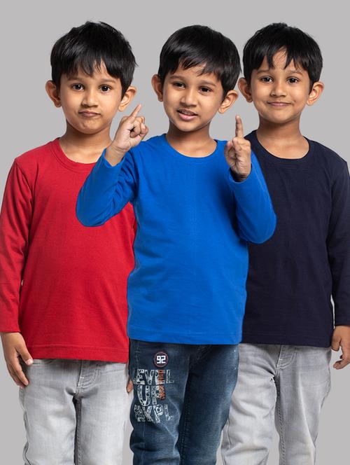 boys pack of 3 solid long sleeve t-shirt - 21667207 - Very Small Image - 1