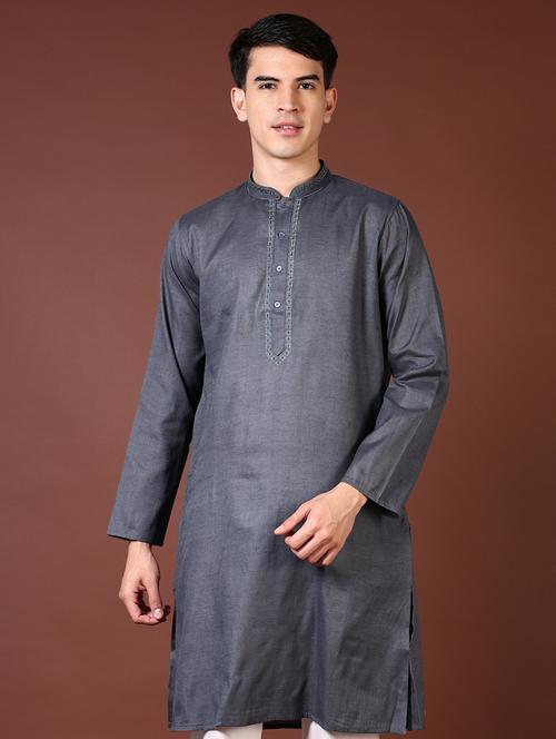 men embroidered long sleeve kurta - 21667607 - Very Small Image - 1