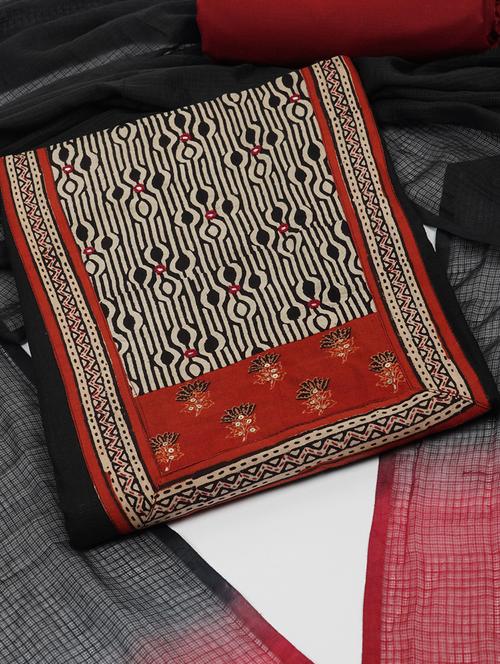 women placement print unstitched suit set - 21667851 - Very Small Image - 1