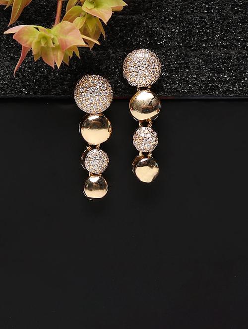 women white stone gold plated drop earrings - 21667910 - Very Small Image - 1