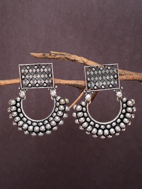 women silver plated oxidized chandbali earrings - 21667929 - Very Small Image - 1