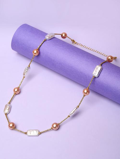 women gold plated pearl & beads long necklace - 21667949 - Very Small Image - 1
