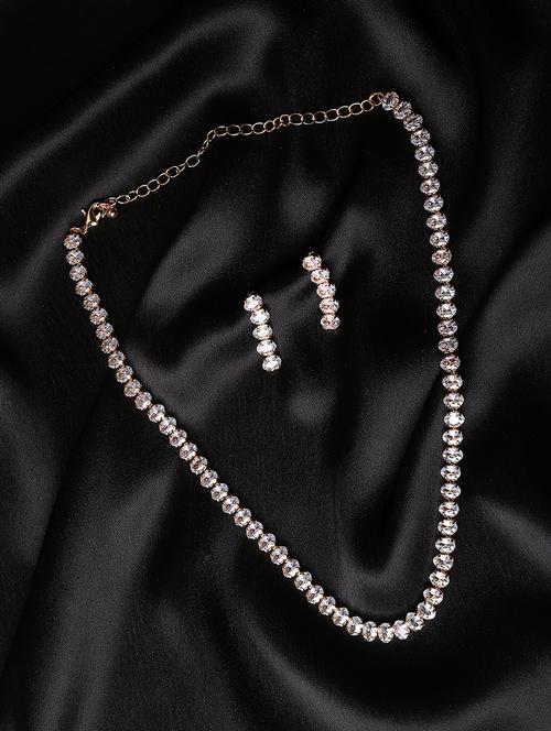 women stone gold plated necklace with earrings - 21667958 - Very Small Image - 1