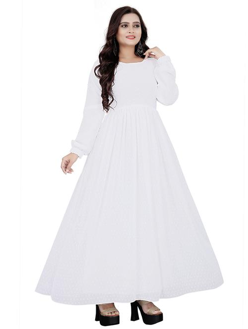 women white self design round neck fit & flare dress - 21668021 - Very Small Image - 1