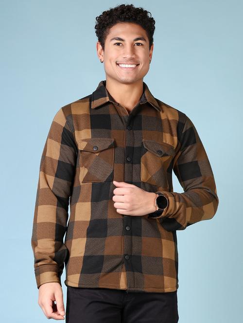 men long sleeves checkered shacket - 21668383 - Very Small Image - 1