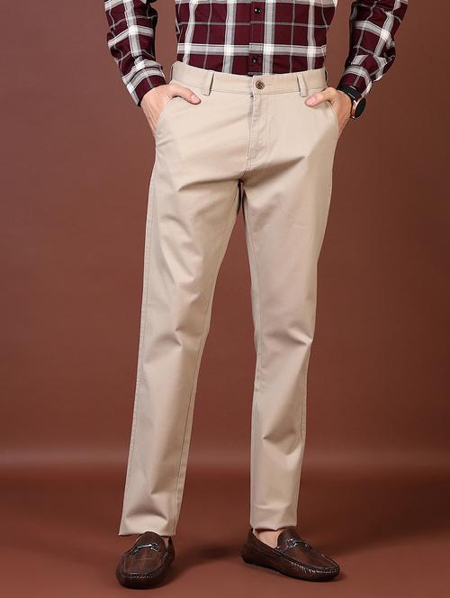 men solid mid rise flat front casual trouser - 21668398 - Very Small Image - 1