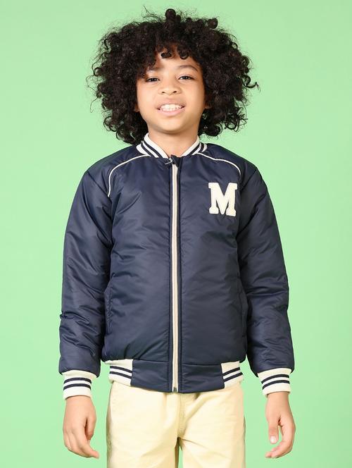 boys navy blue solid long sleeve bomber jacket - 21668404 - Very Small Image - 1