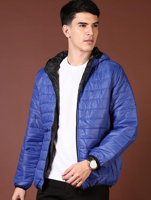 men's blue quilted hooded puffer jacket - 21668443 - Very Small Image - 1