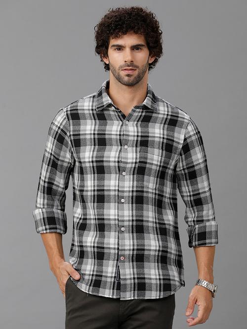 men checkered long sleeve casual shirt - 21668614 - Very Small Image - 1