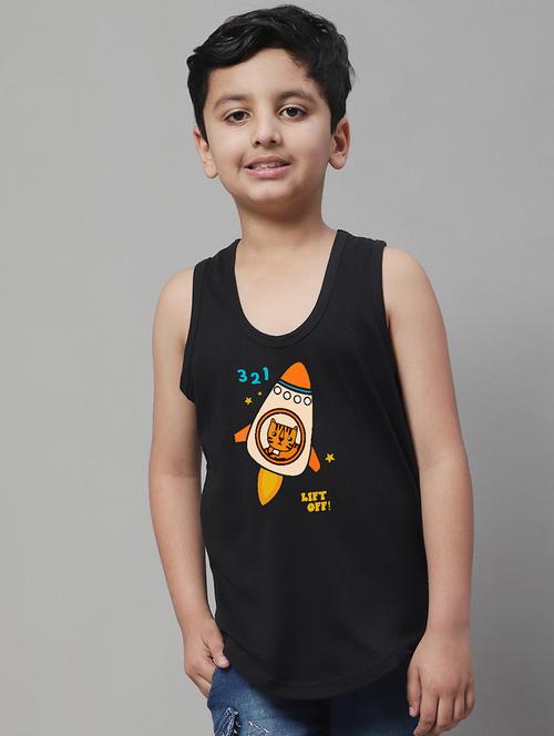 boys scoop neck printed vest - 21669040 - Very Small Image - 1
