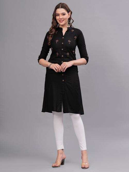 women embellished mandarin neck a-line kurta - 21669422 - Very Small Image - 1