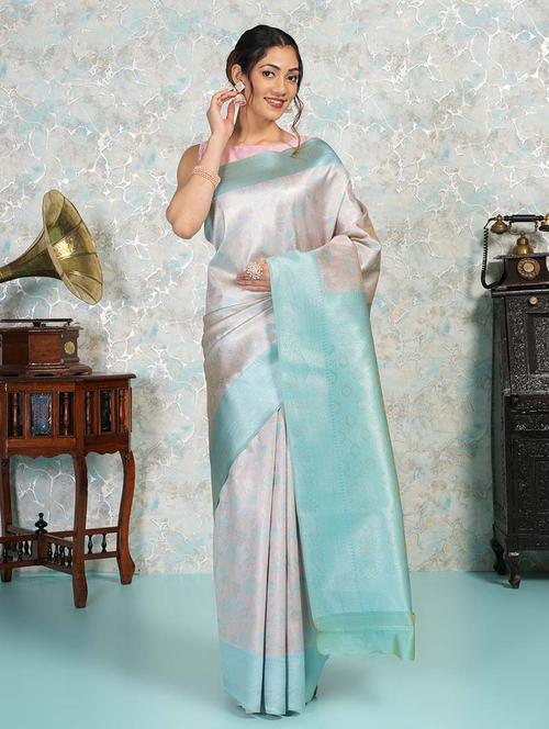 grey art silk kanjivaram saree - 21670096 - Very Small Image - 1