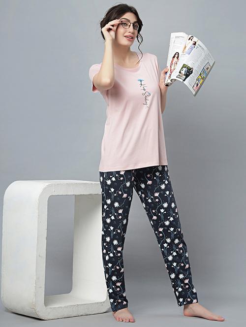 women printed nightwear pyjama set - 21670136 - Very Small Image - 1