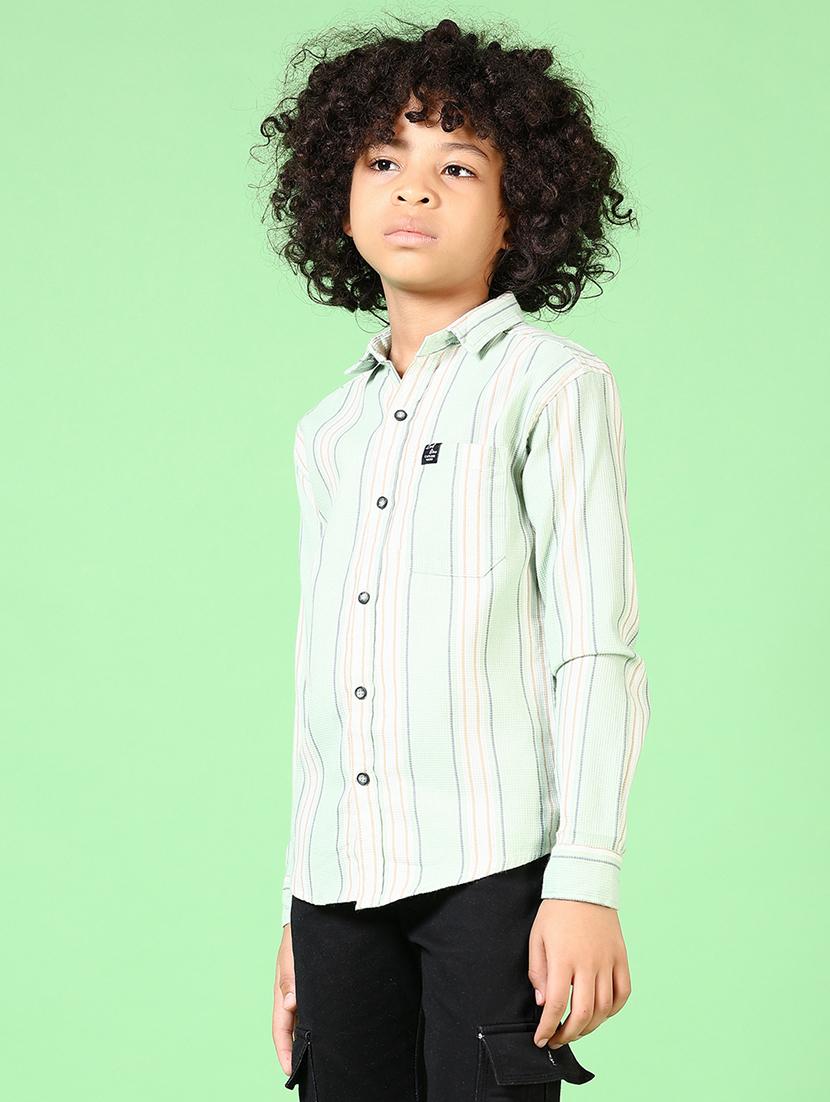 boys long sleeves striped shirt - 21670343 - Standard Image - 1
