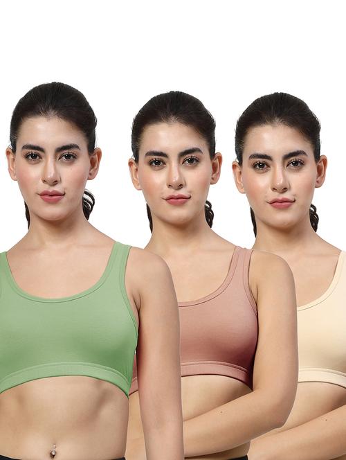 women pack of 3 plain sports bra combo - 21670649 - Very Small Image - 1