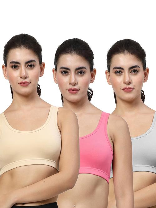 women pack of 3 plain sports bra combo - 21670670 - Very Small Image - 1