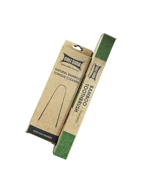 goli soda natural bamboo toothbrush with soft plant bristles & bamboo tongue cleaner - 21670691 - Very Small Image - 1