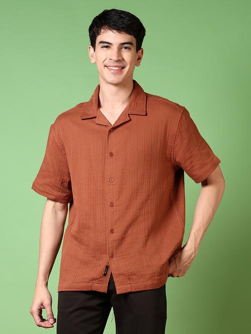 men solid short sleeve regular fit casual shirt - 21670760 - Very Small Image - 1