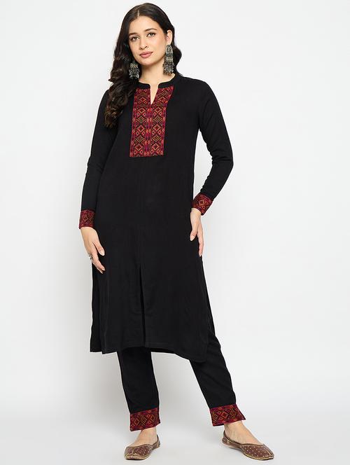 women printed detailed kurta pant set - 21670924 - Very Small Image - 1